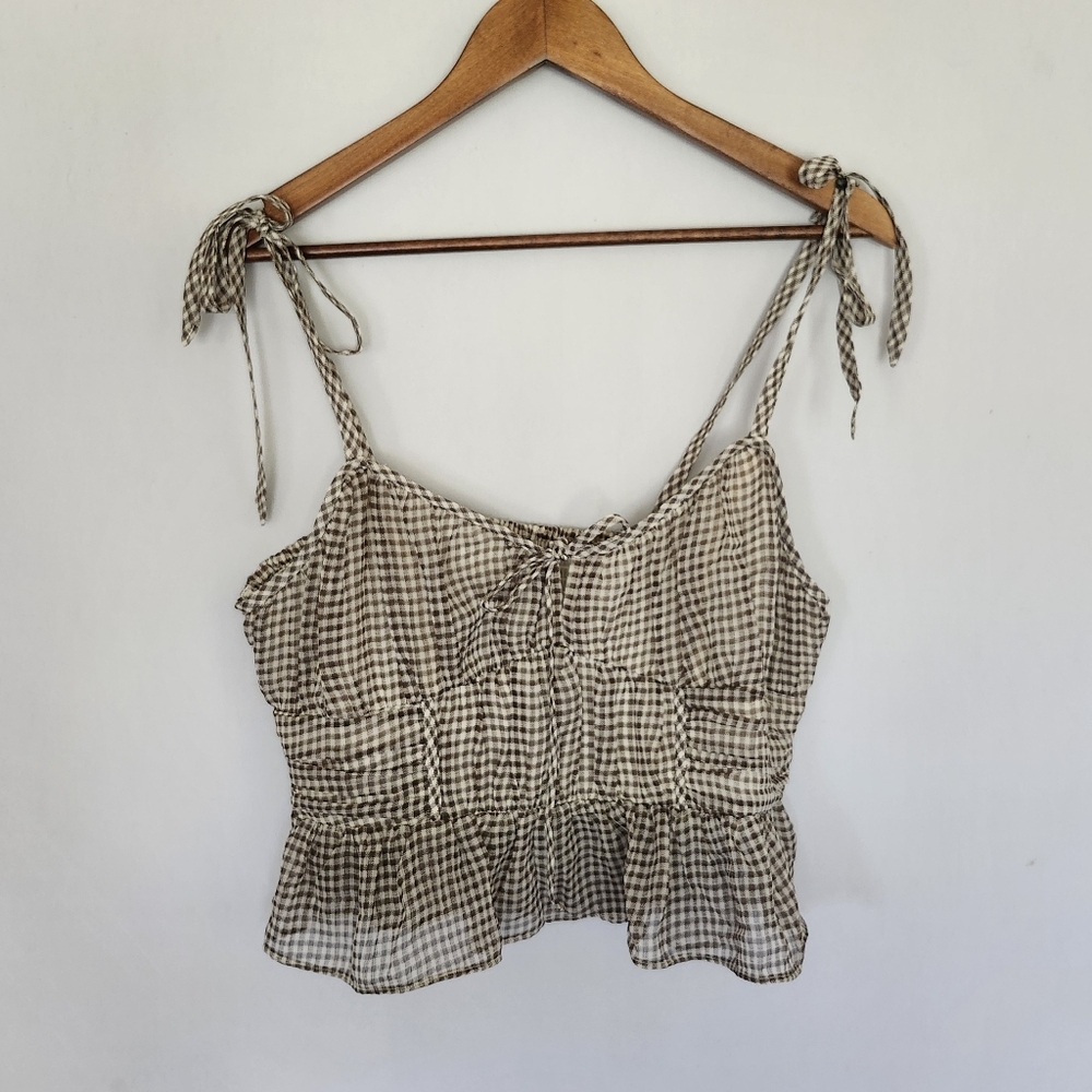 American Eagle Gingham Babyboll Tank Size L